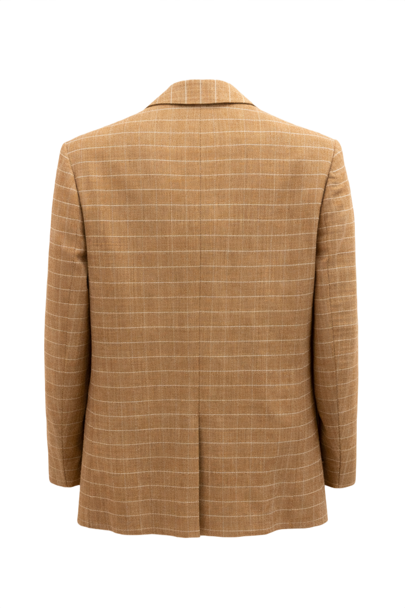 1990s Tan Wool Blend Blazer - Back View