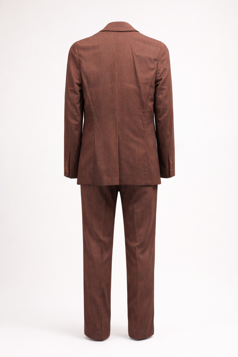 1990s Brown Wool Blend 2-Piece Suit - Back View