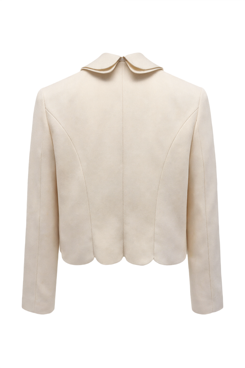 1990s Cream Polyester Blend Jacket - Back View