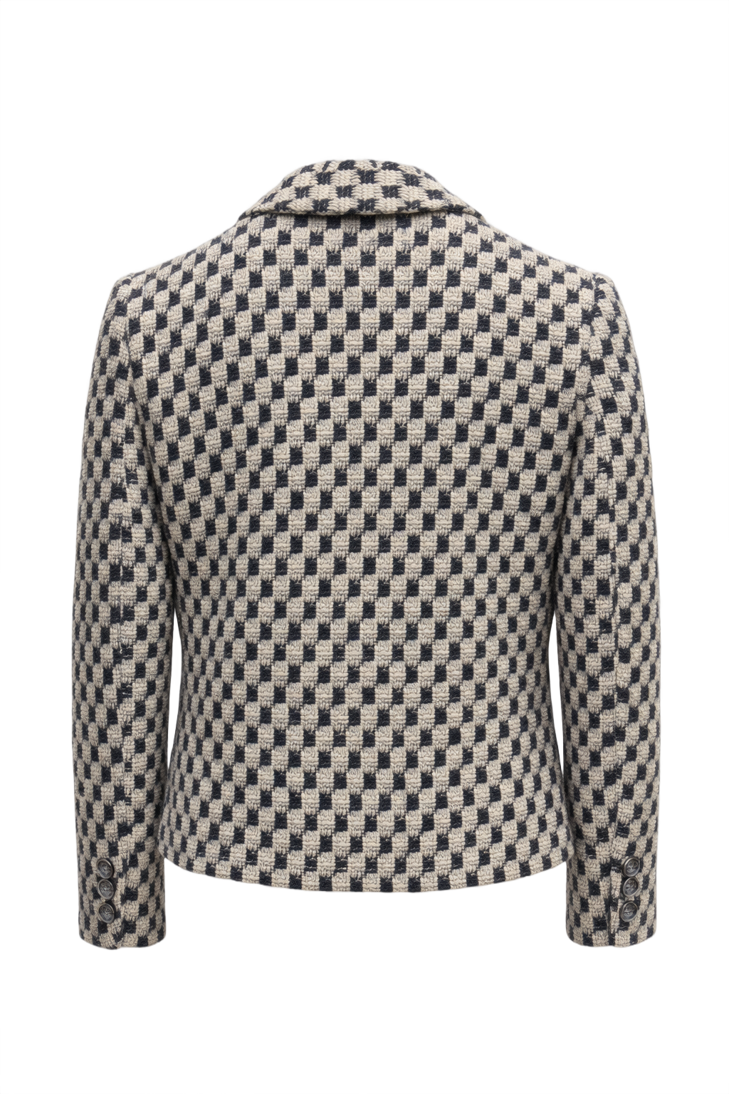 1990s Black and White Wool Blend Blazer - Back View