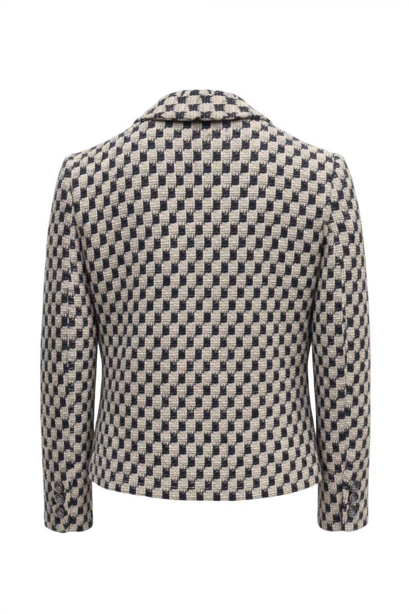 1990s Black and White Wool Blend Blazer - Back View