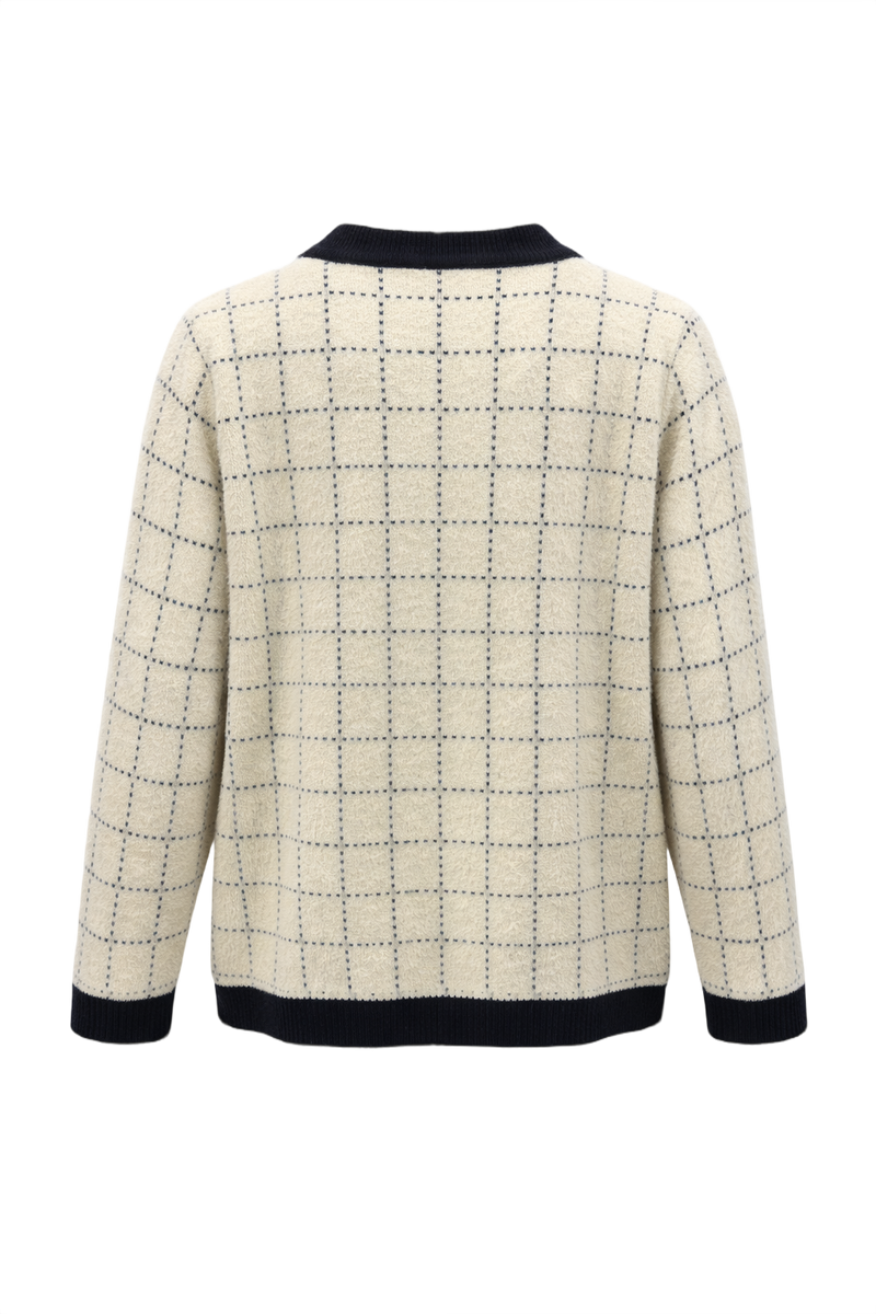 1990s Cream Wool Blend Cardigan - Back View