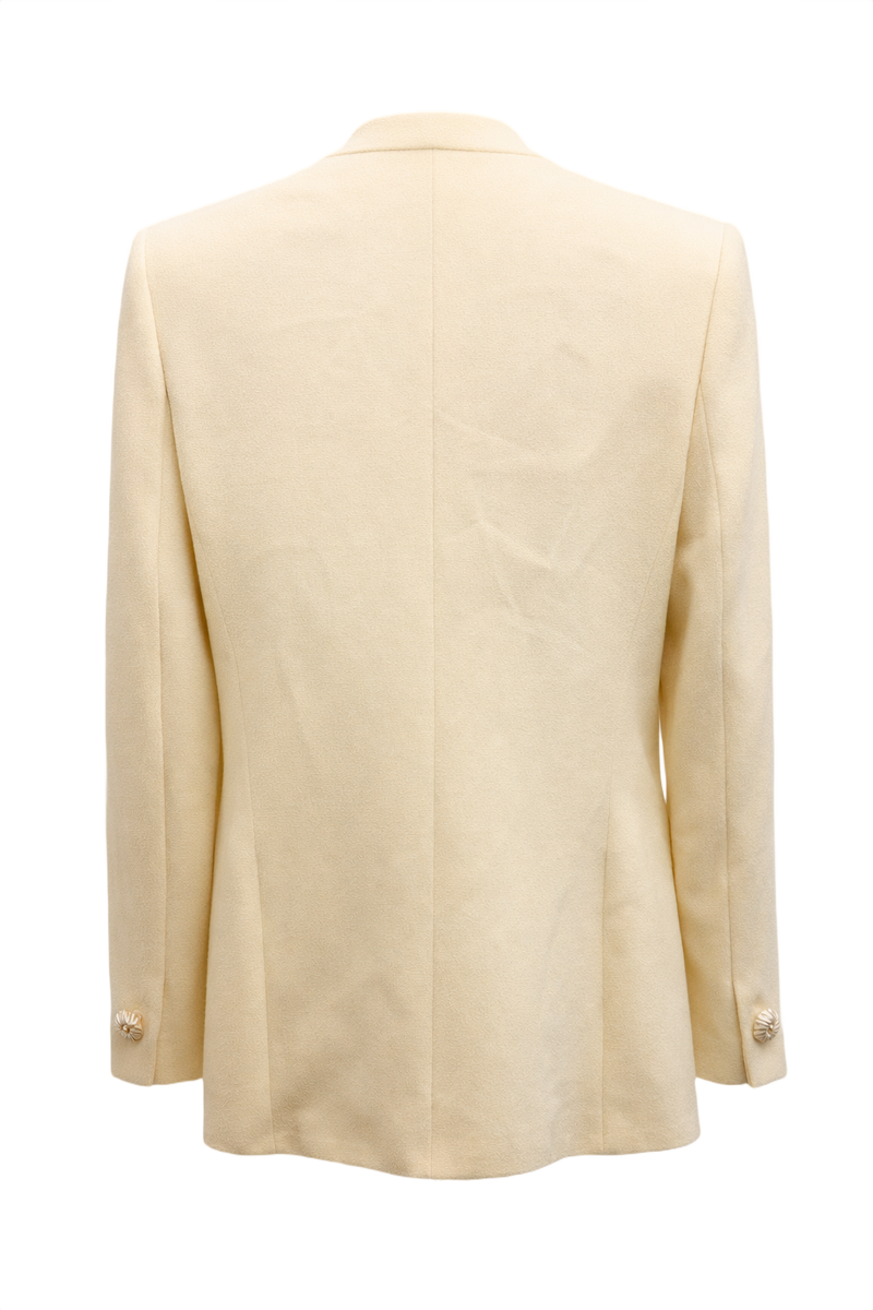 1990s Ivory Wool Blend Blazer - Back View