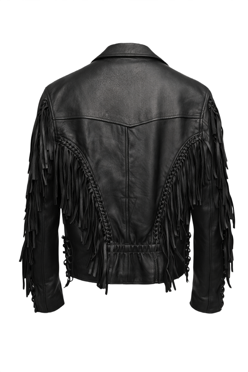 1970s Black Leather Jacket - Back View