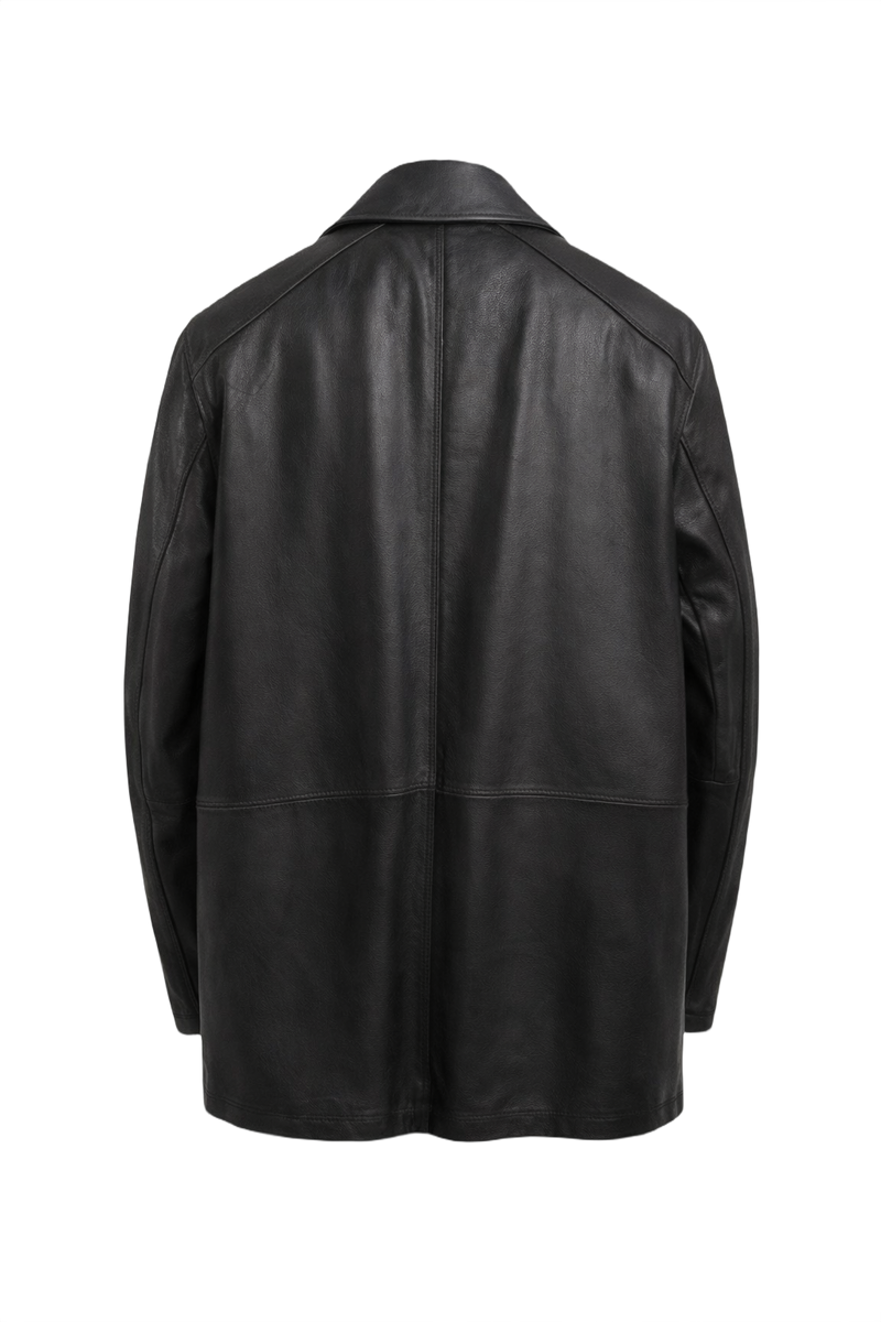 1990s Black Leather Jacket - Back View