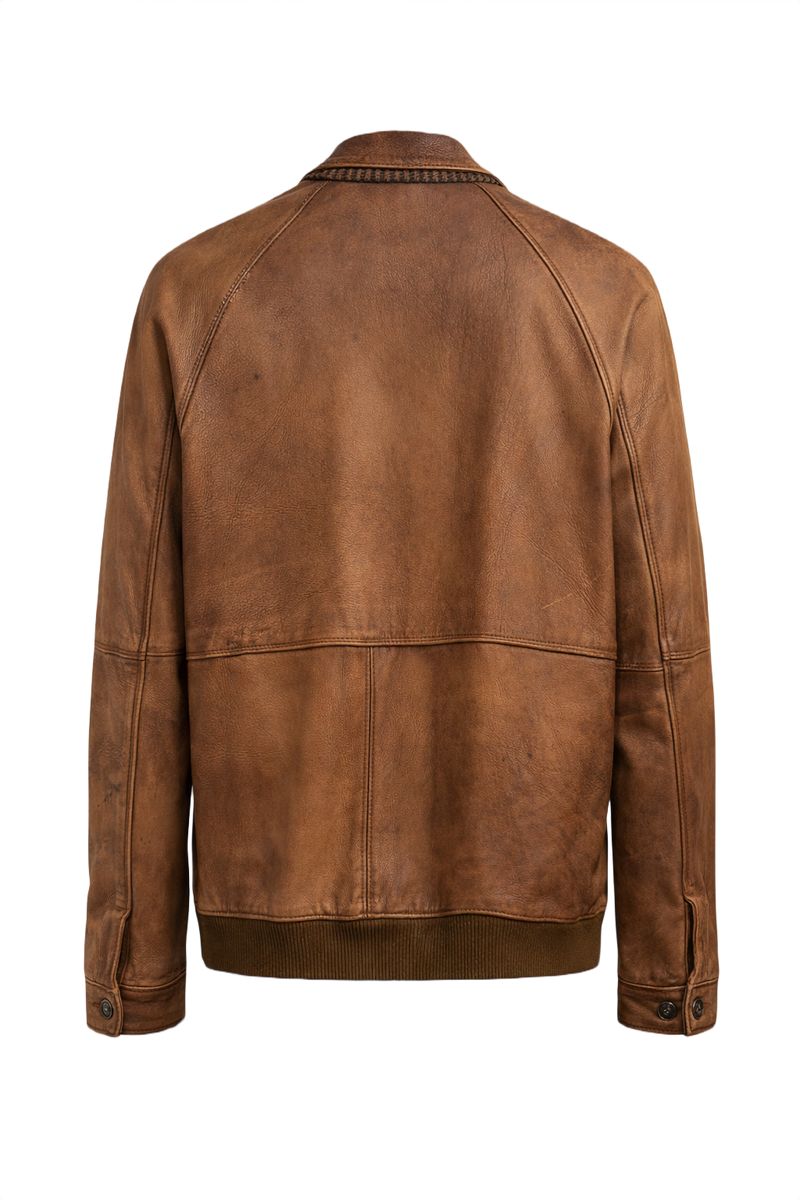 1990s Brown Leather Jacket - Back View