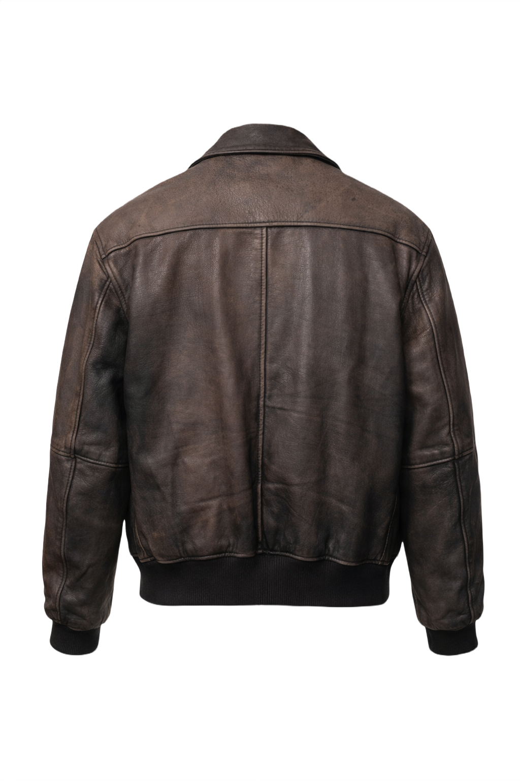 1990s Dark Brown Leather Jacket - Back View