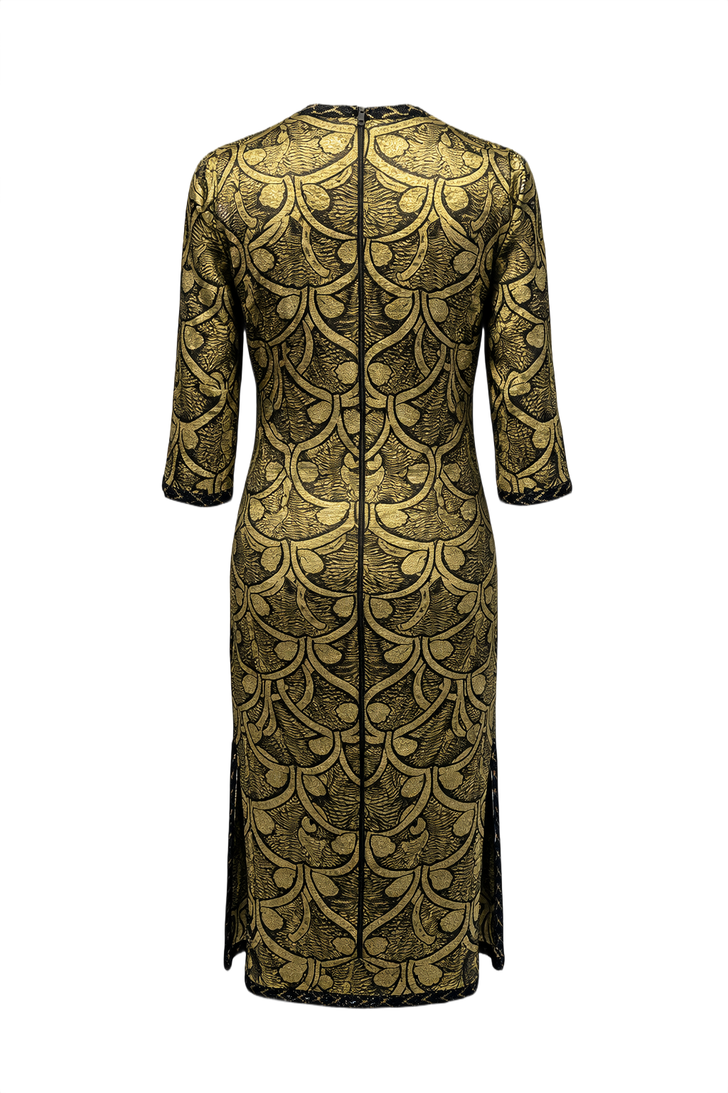 1970s Gold Metallic Blend Dress - Back View