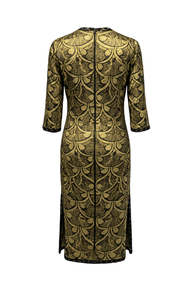 1970s Gold Metallic Blend Dress - Back View