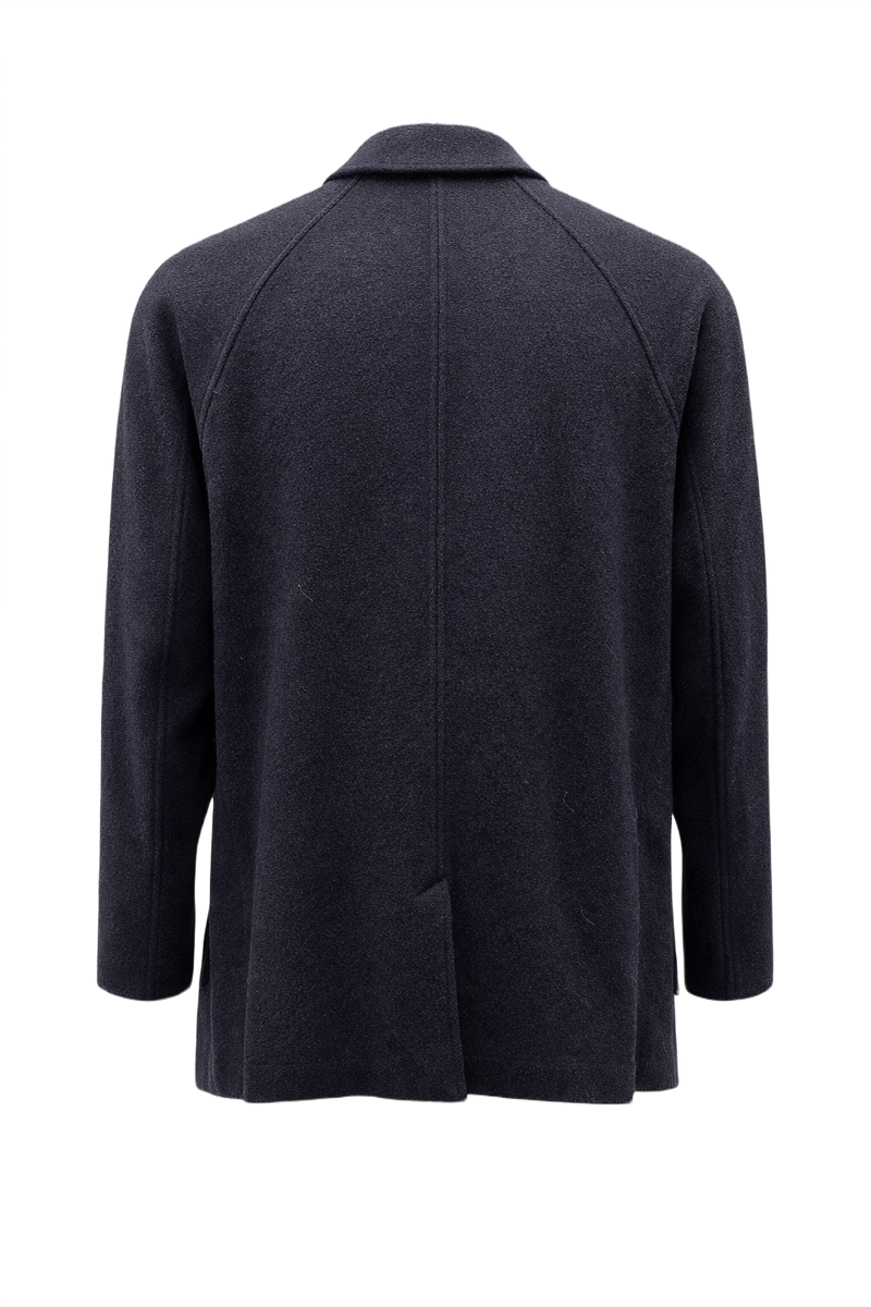 1990s Navy Blue Wool Blend Blazer - Back View