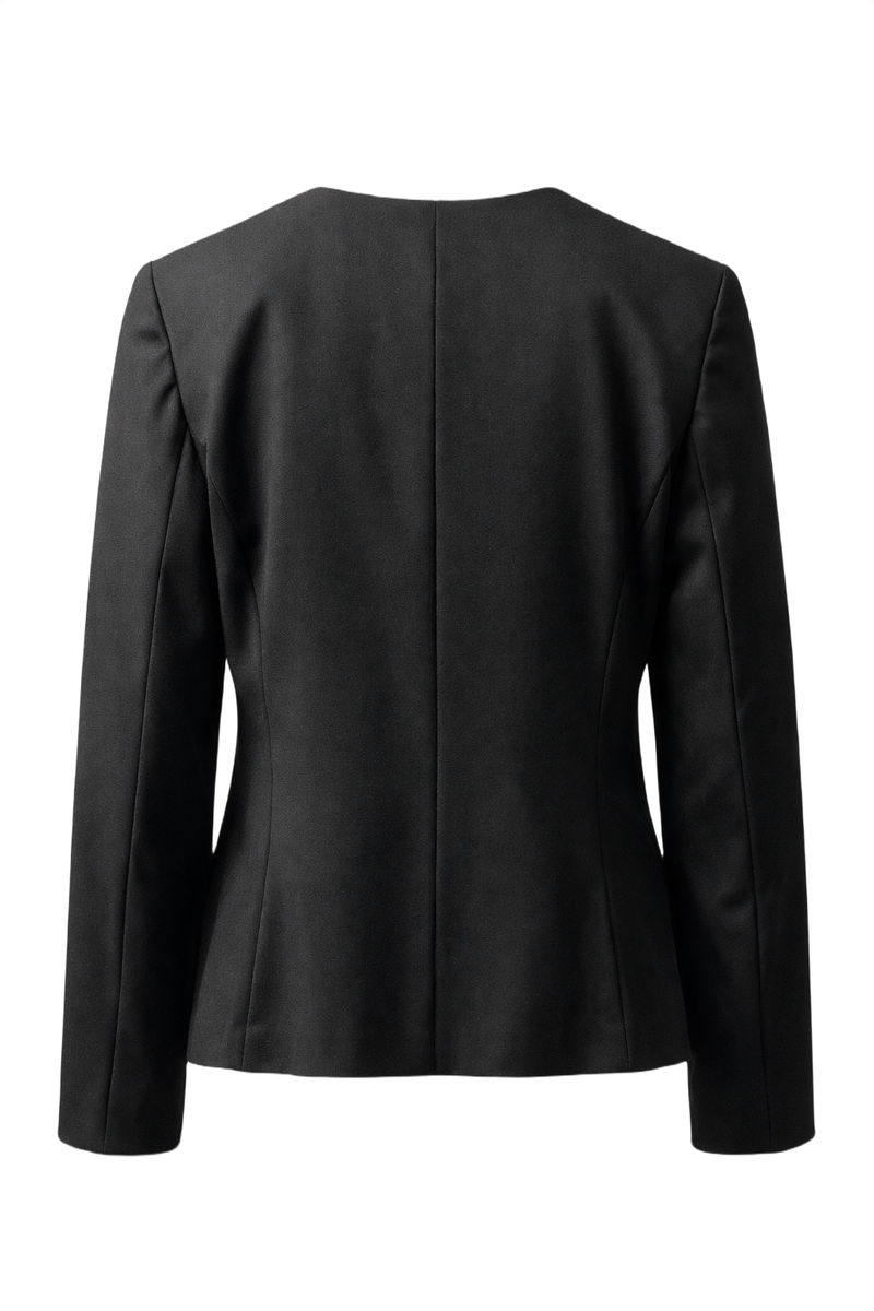 1990s Black Wool Blend Blazer - Back View