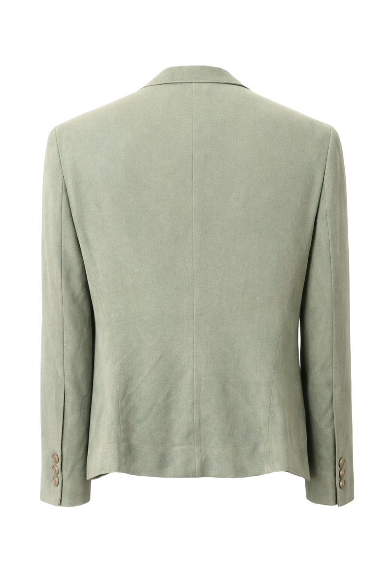 1990s Sage Green Wool Blend Blazer - Back View