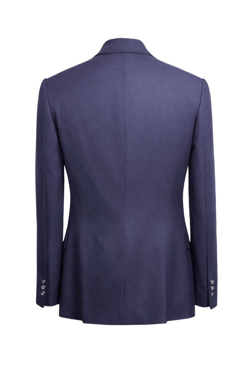 1990s Navy Blue Wool Blend Blazer - Back View