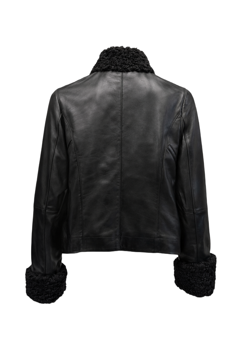 1990s Black Leather Jacket - Back View