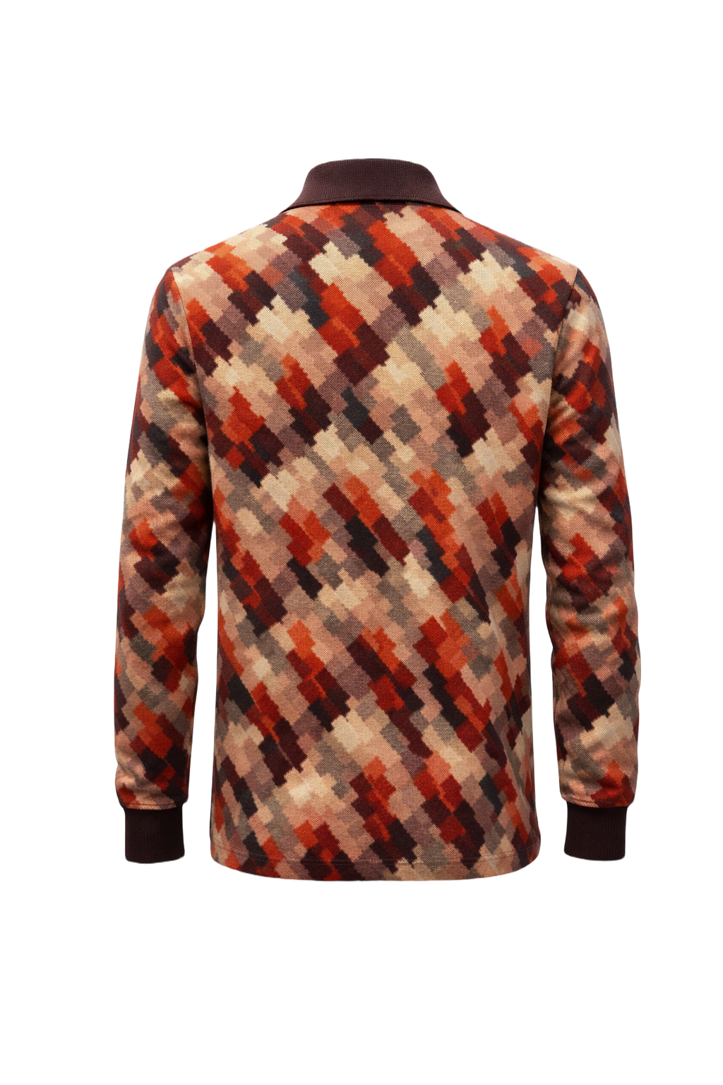 1970s Brown Knit Cotton Polo - Back View