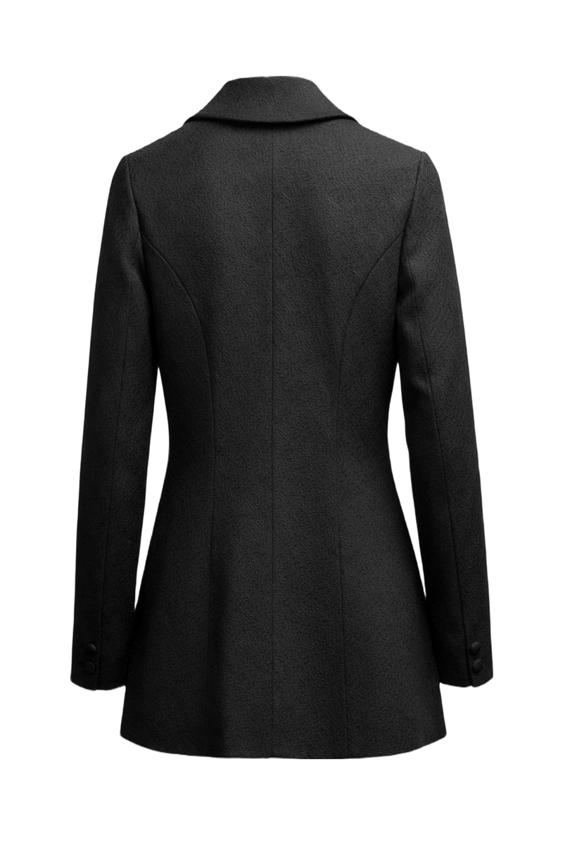 1980s Black Wool Coat - Back View