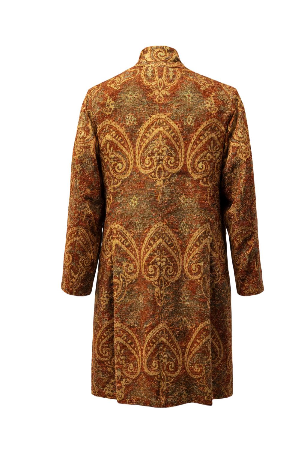 1970s Rusty Red Brocade Coat - Back View