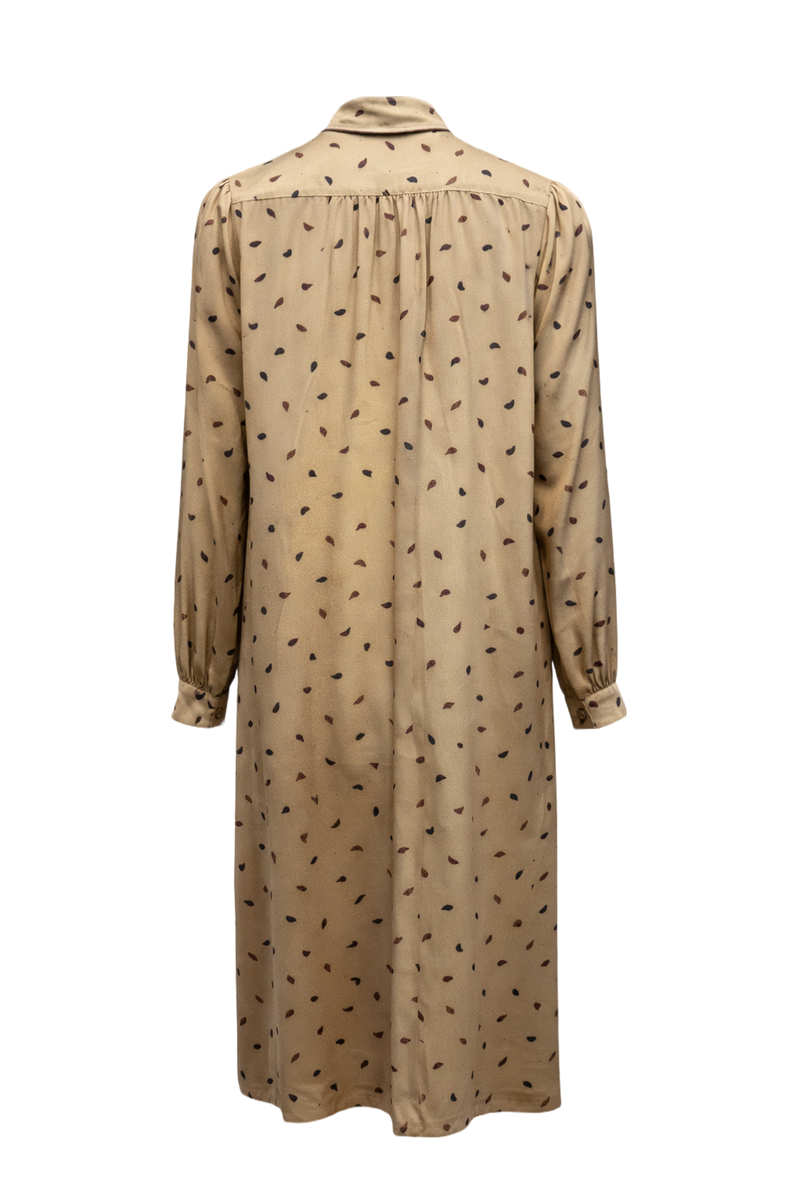 1970s Beige Silk Dress - Back View