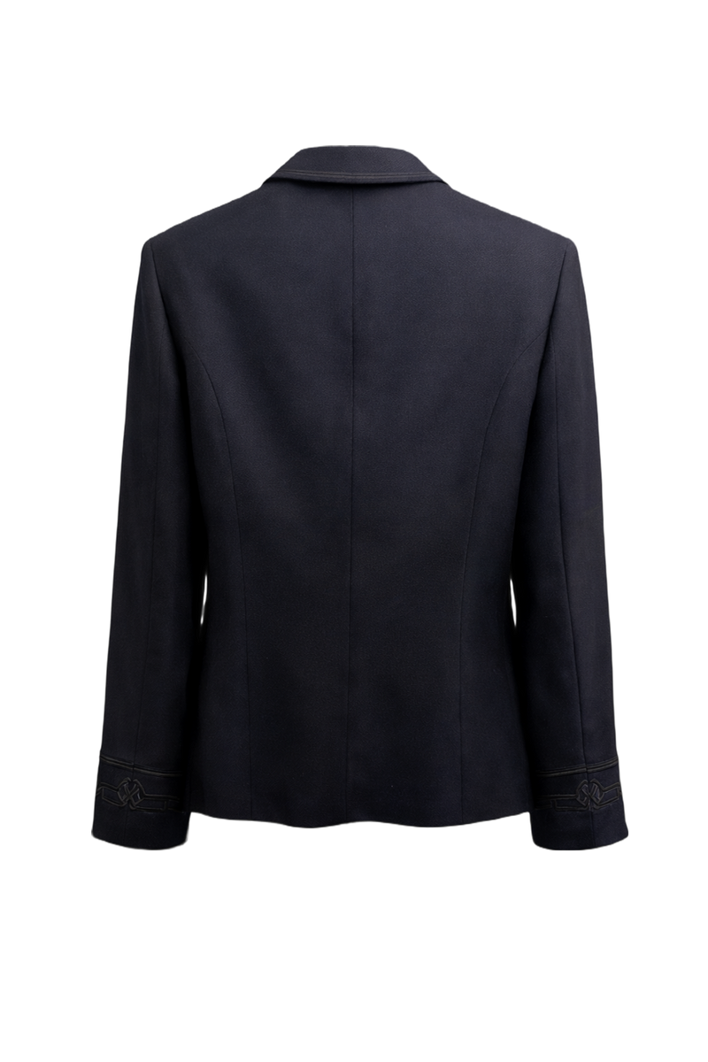 1990s Navy Blue Wool Blend Jacket - Back View