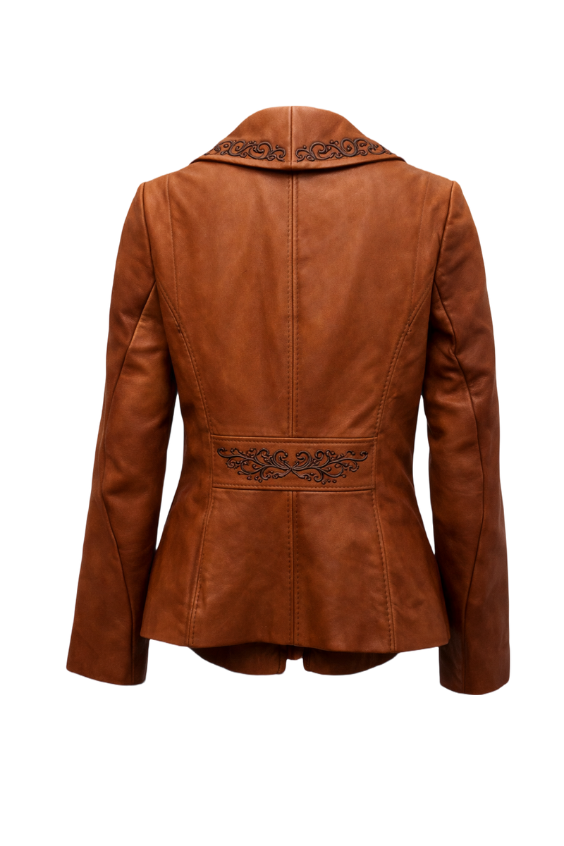1970s Rust Brown Synthetic Leather Jacket - Back View
