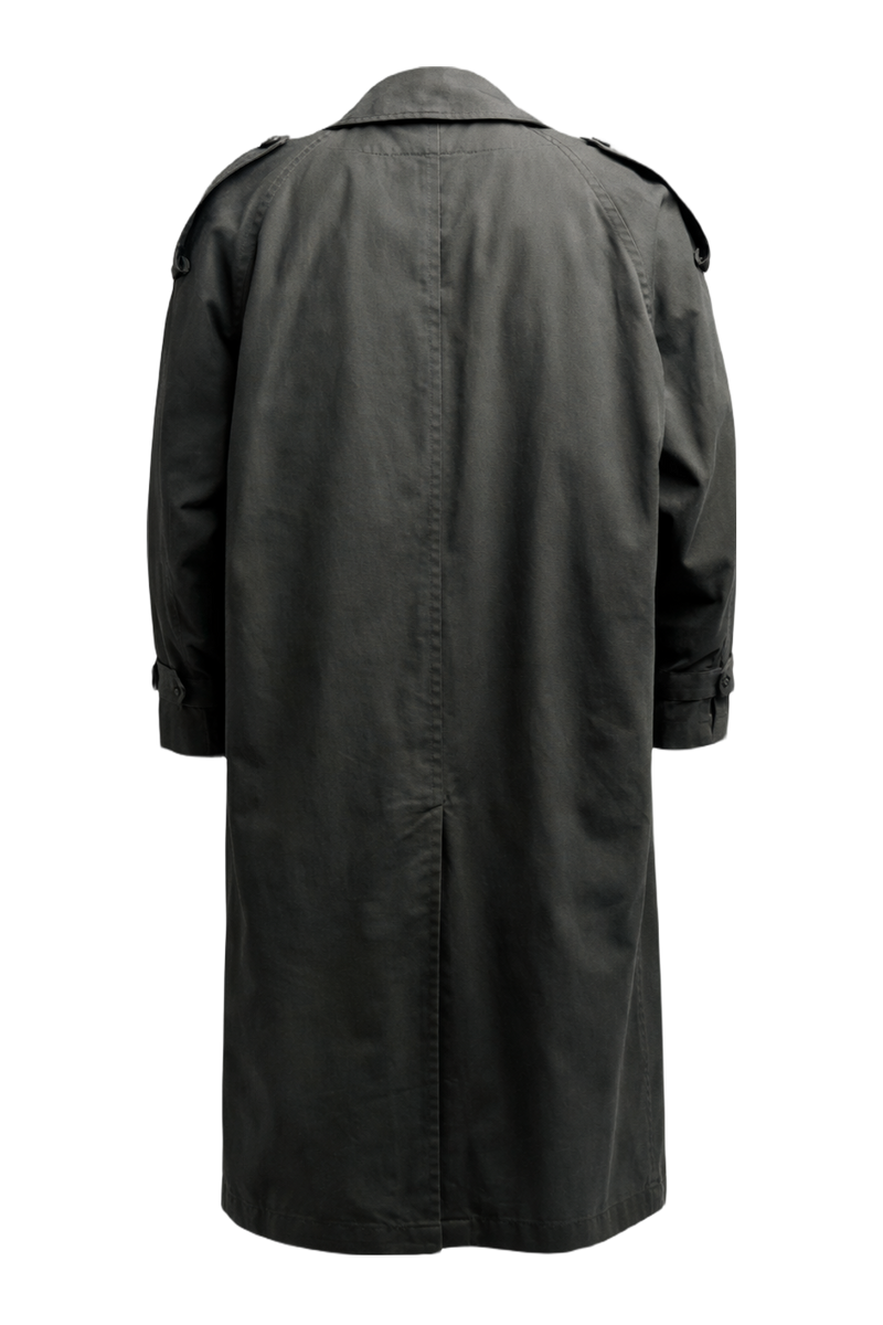 1980s Olive Green Cotton Blend Trench Coat - Back View