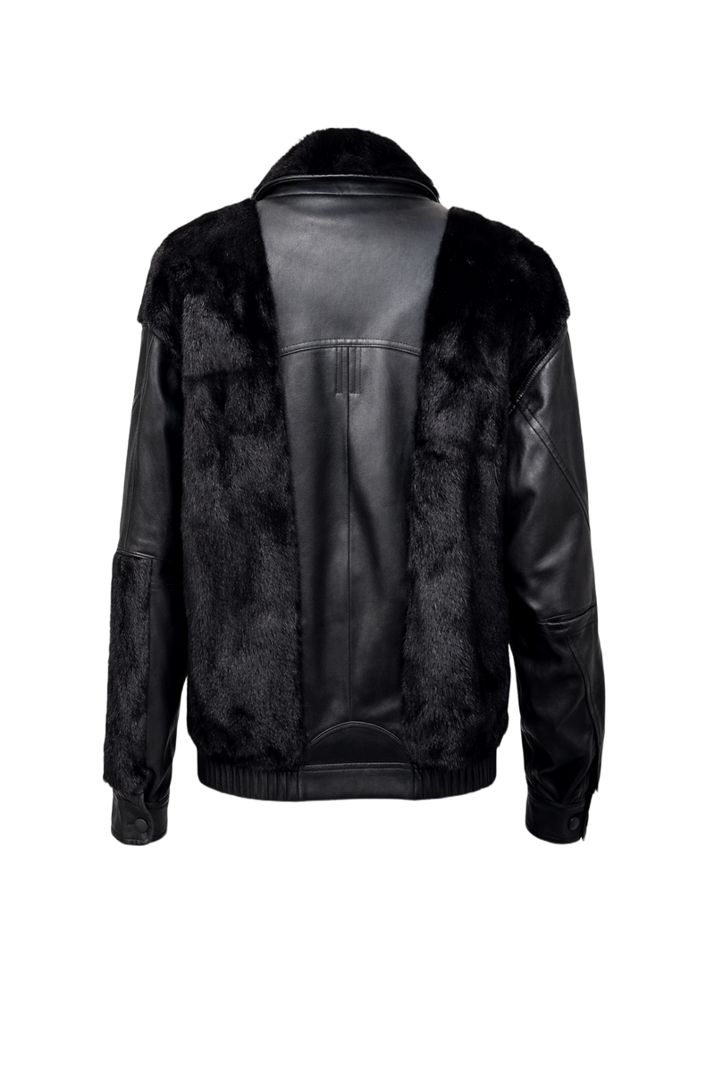 1990s Black Leather Jacket - Back View