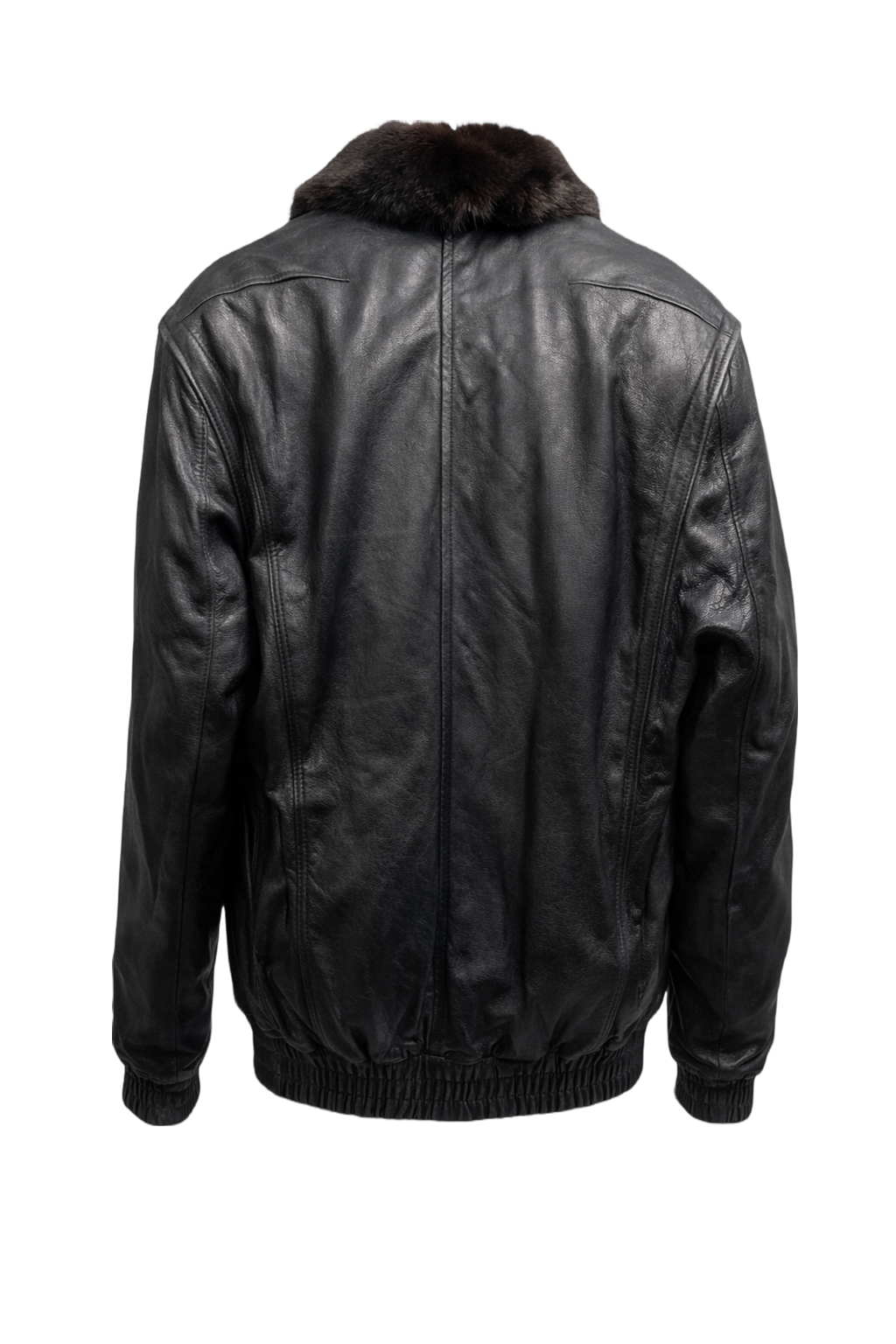 1980s Black Leather Jacket - Back View