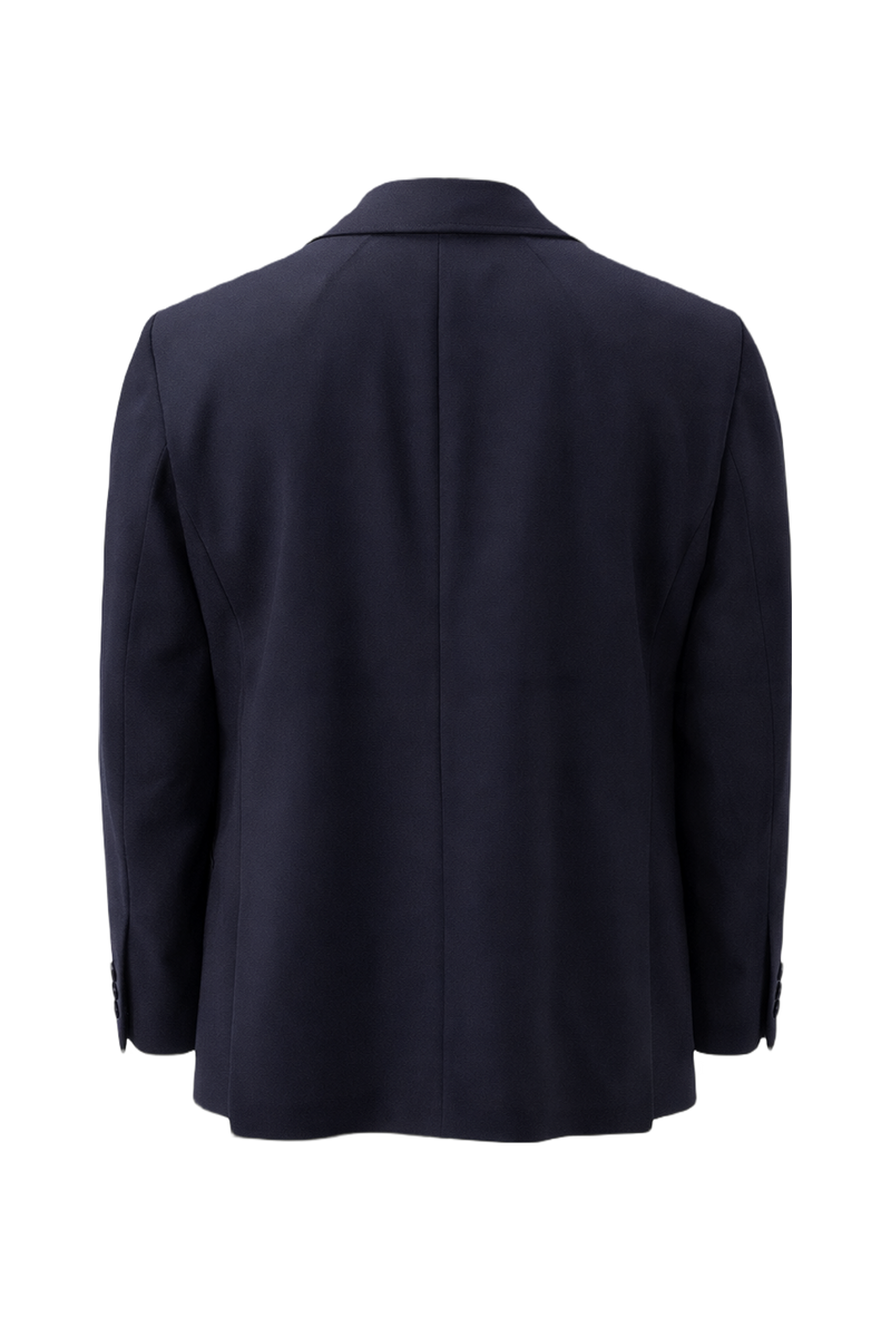 1980s Navy Blue Wool Blend Blazer - Back View