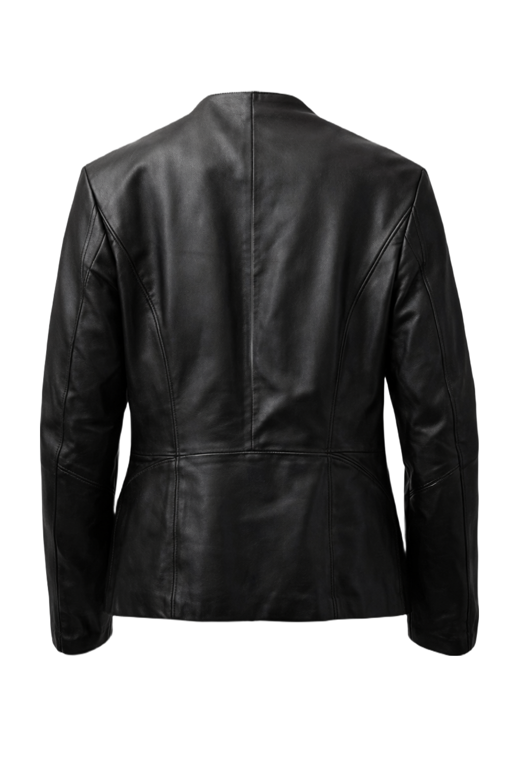 1990s Black Synthetic Leather Jacket - Back View