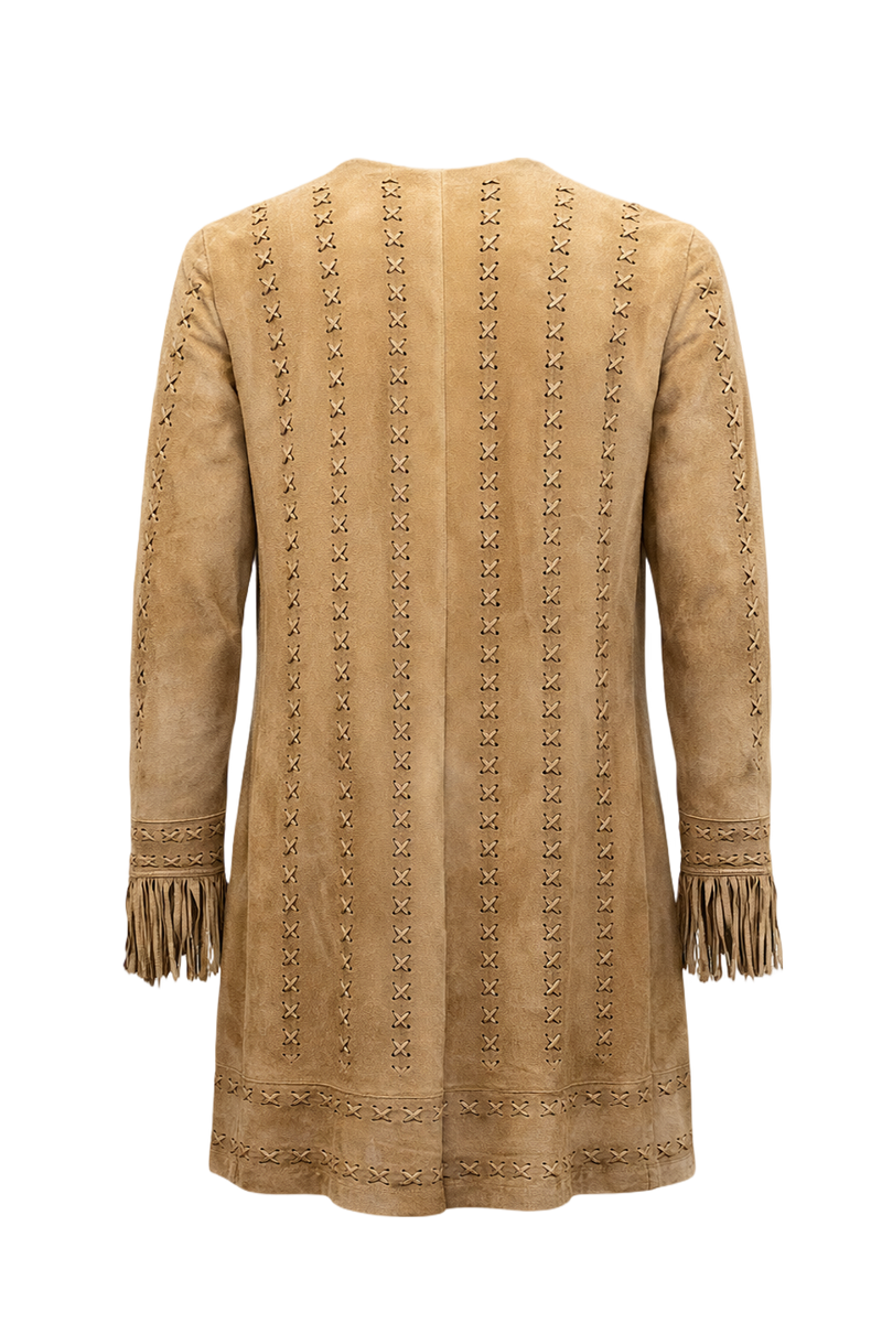 1970s Tan Suede Women's Jacket - Back View