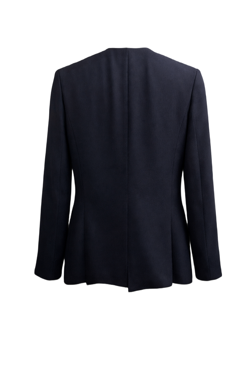 1980s Navy Blue Wool Blazer - Back View