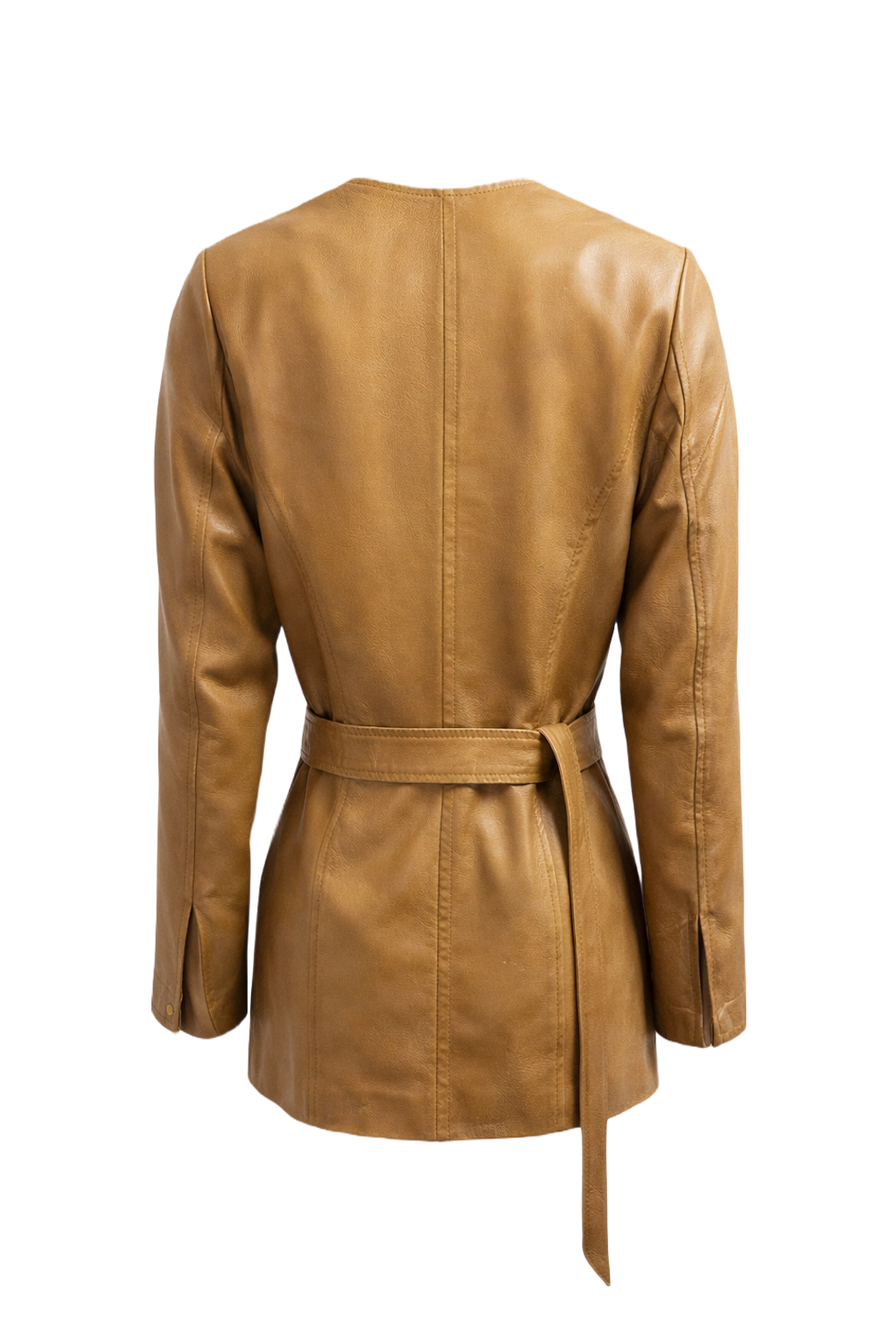 1990s Camel Synthetic Leather Jacket - Back View