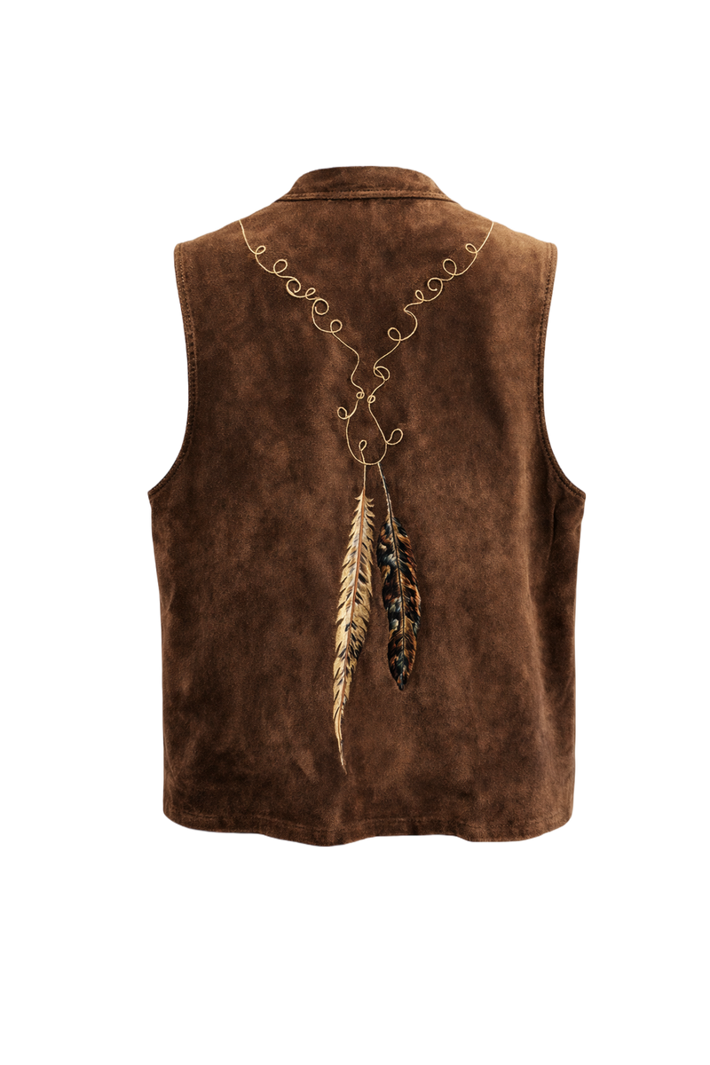 1970s Brown Suede Vest - Back View