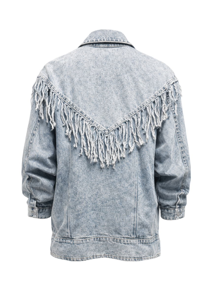 1990s Light Blue Denim Jacket - Back View