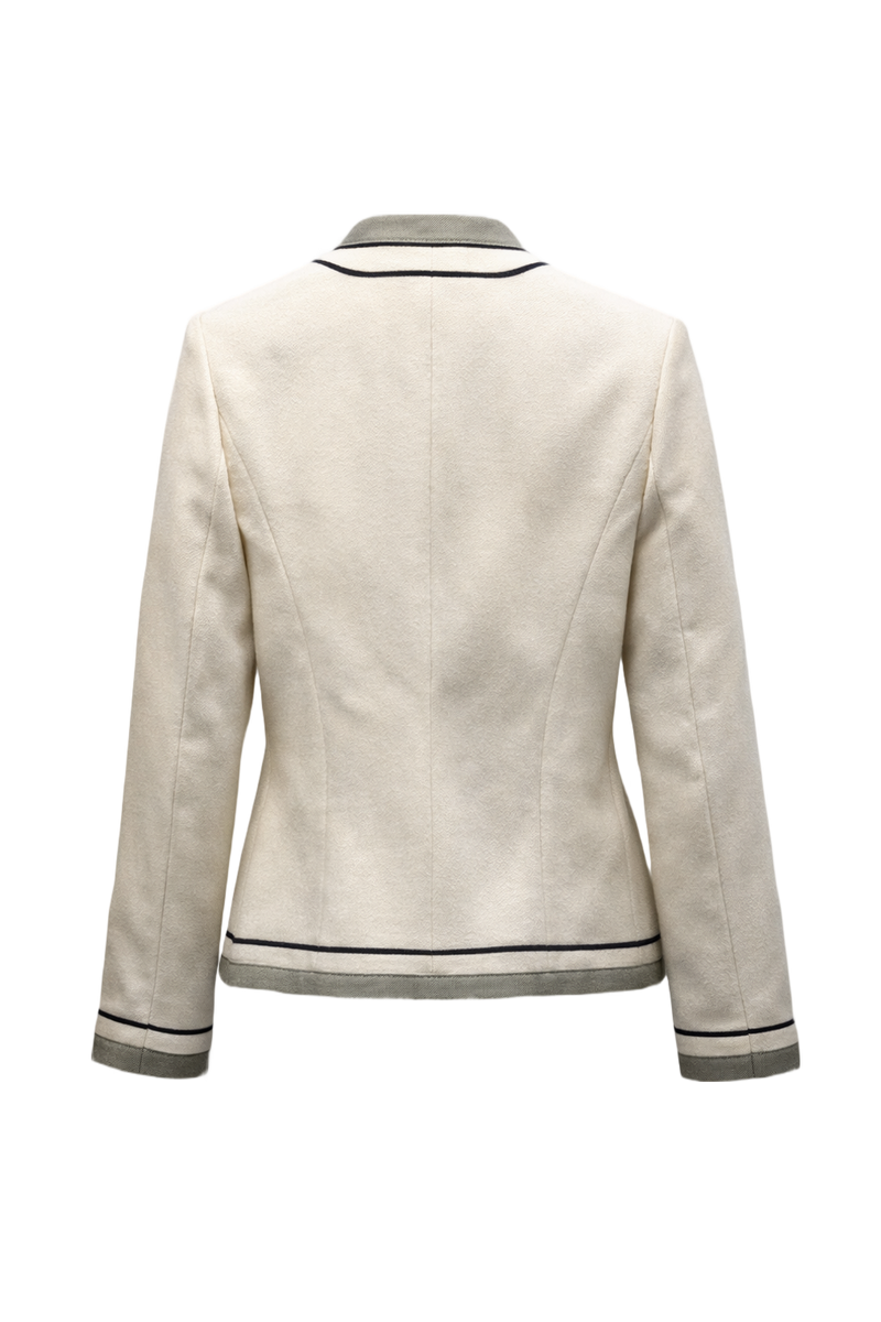1990s Cream Wool Blend Blazer - Back View