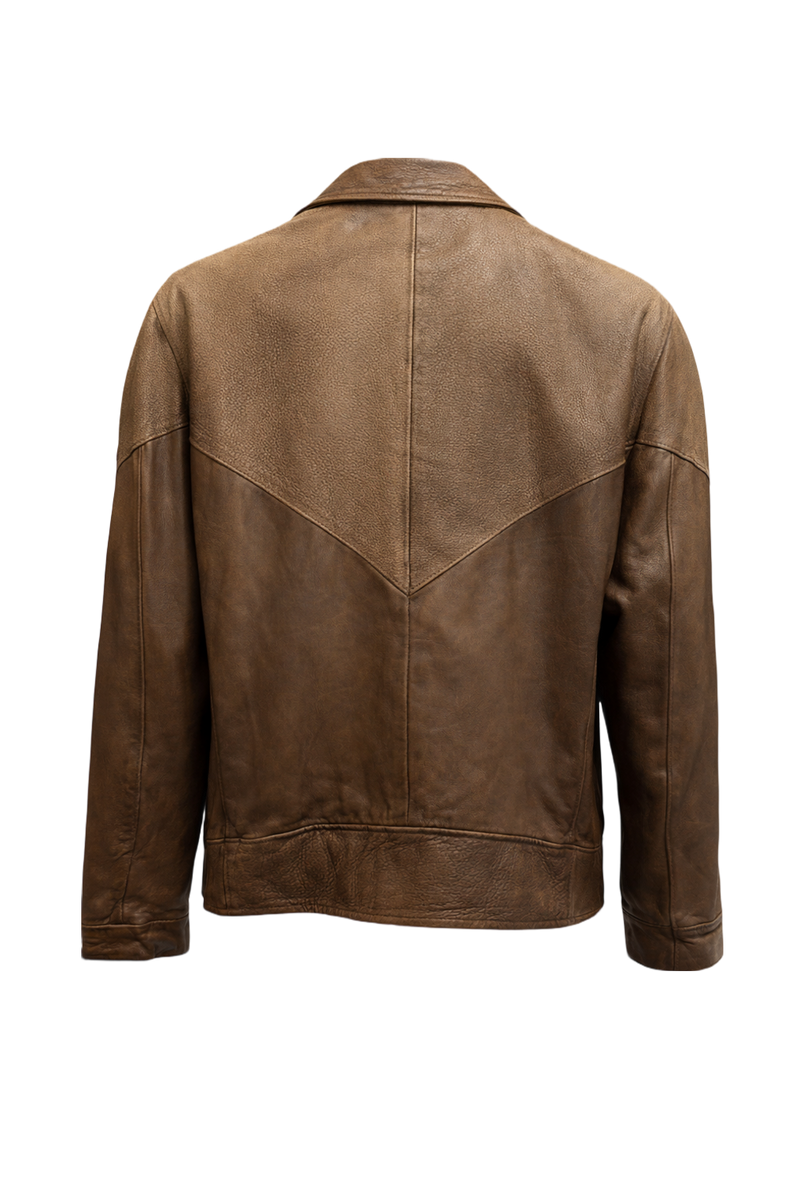 1980s Brown Leather Jacket - Back View