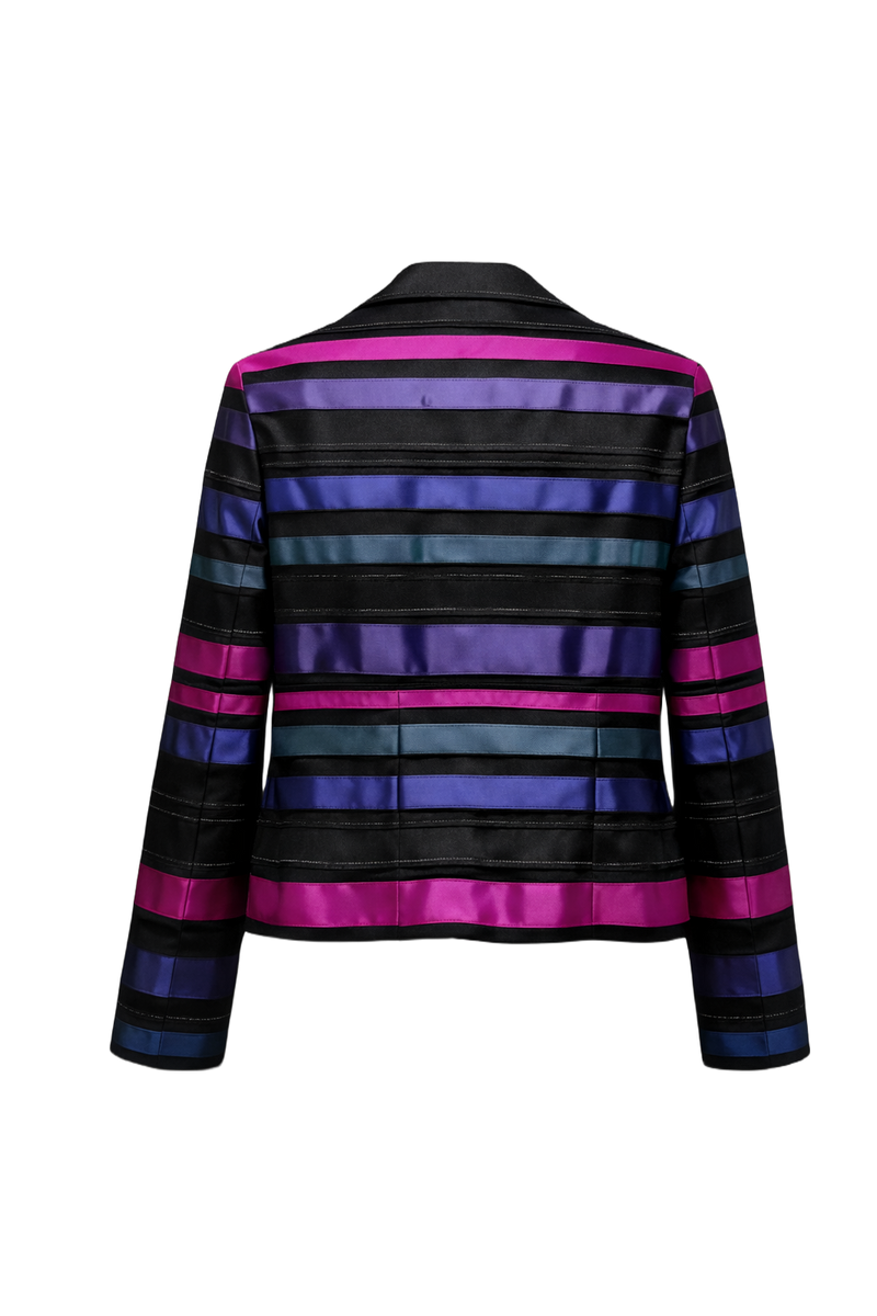 1980s Black Satin Jacket - Back View