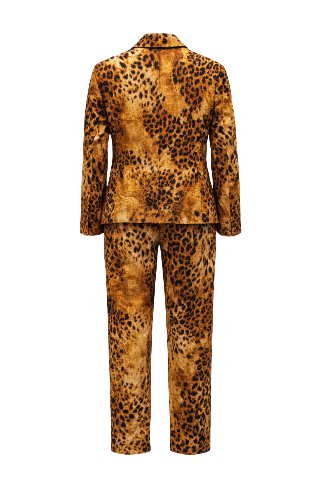 1990s Leopard Print Synthetic Blend Jacket & Pants Set - Back View