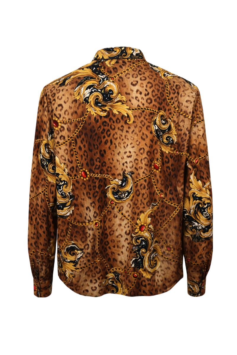 1980s Leopard Print Synthetic Blend Shirt - Back View