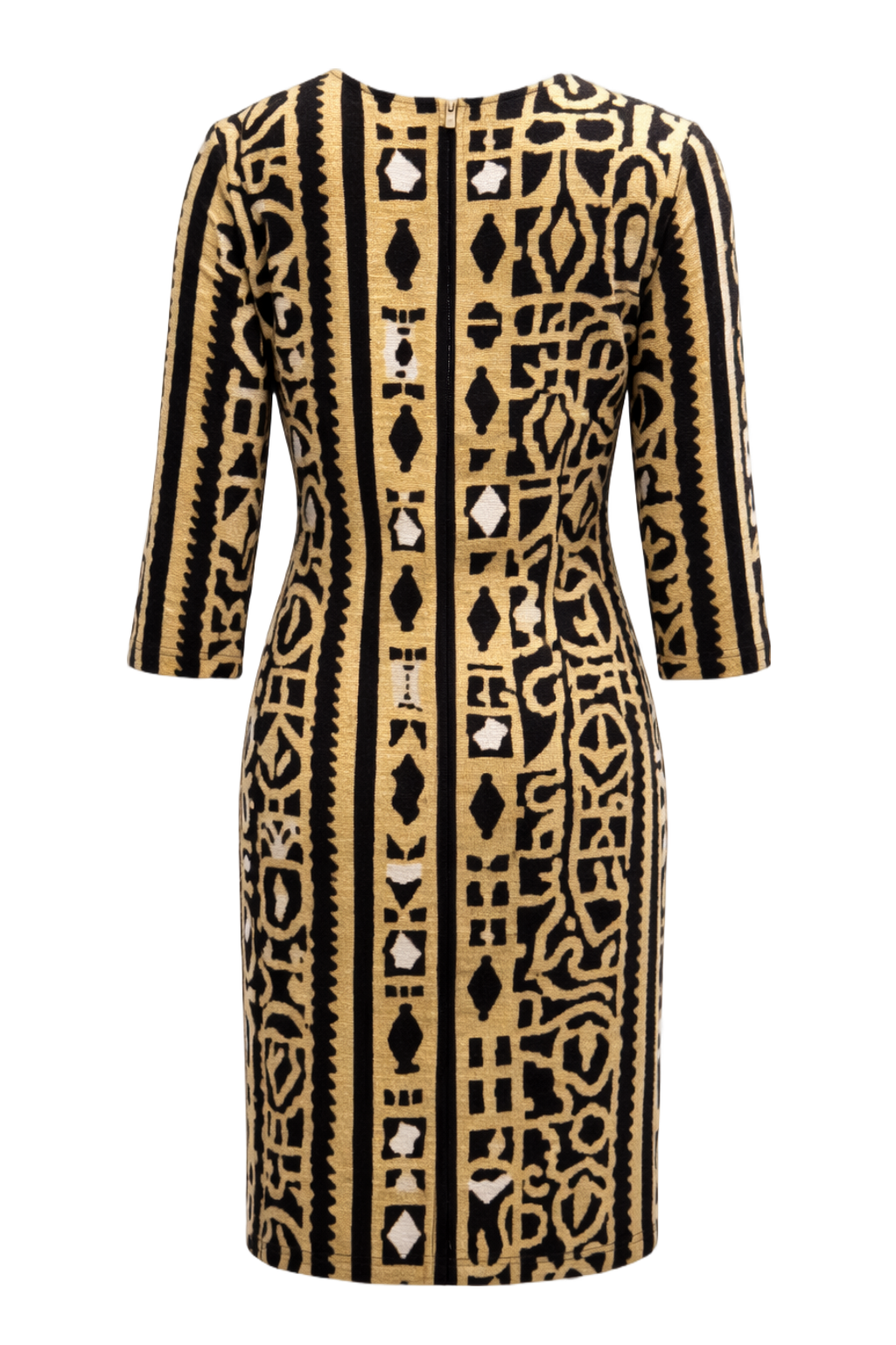 1970s Tan Synthetic Blend Dress - Back View