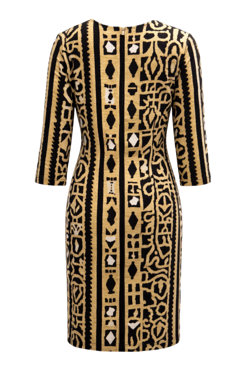 1970s Tan Synthetic Blend Dress - Back View