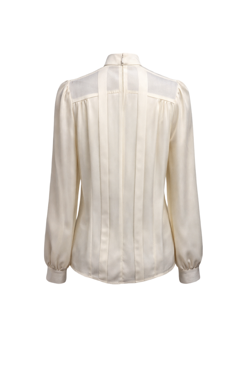 1970s Cream White Synthetic Blend Blouse - Back View