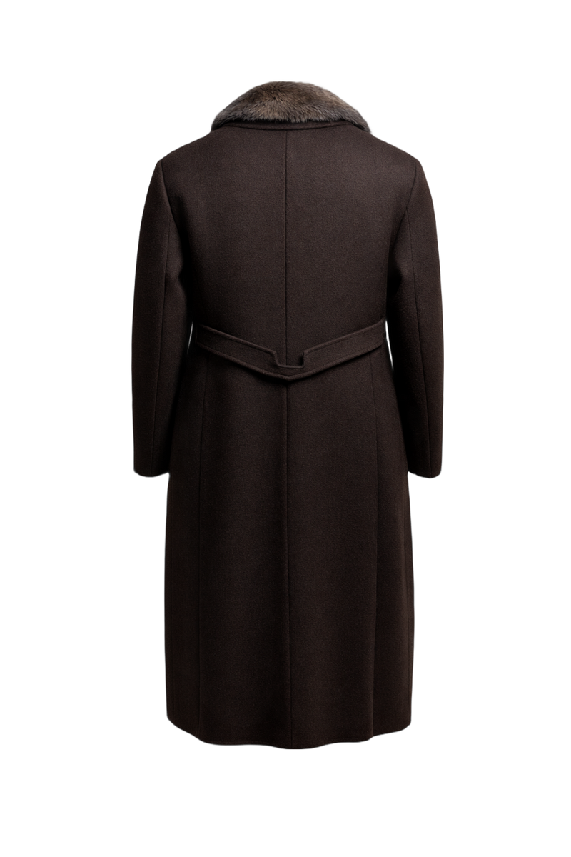 70s Brown Wool Coat - Back View