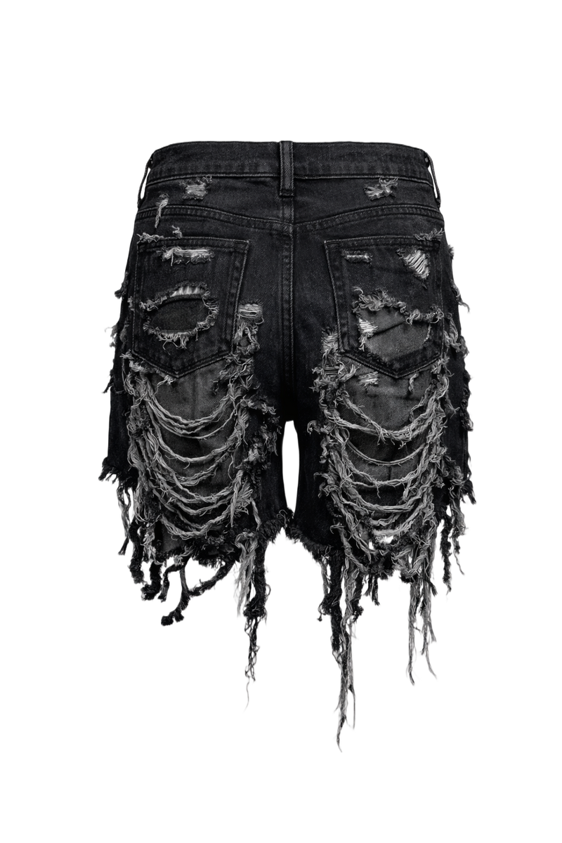 90s Black Denim Shorts - Back View