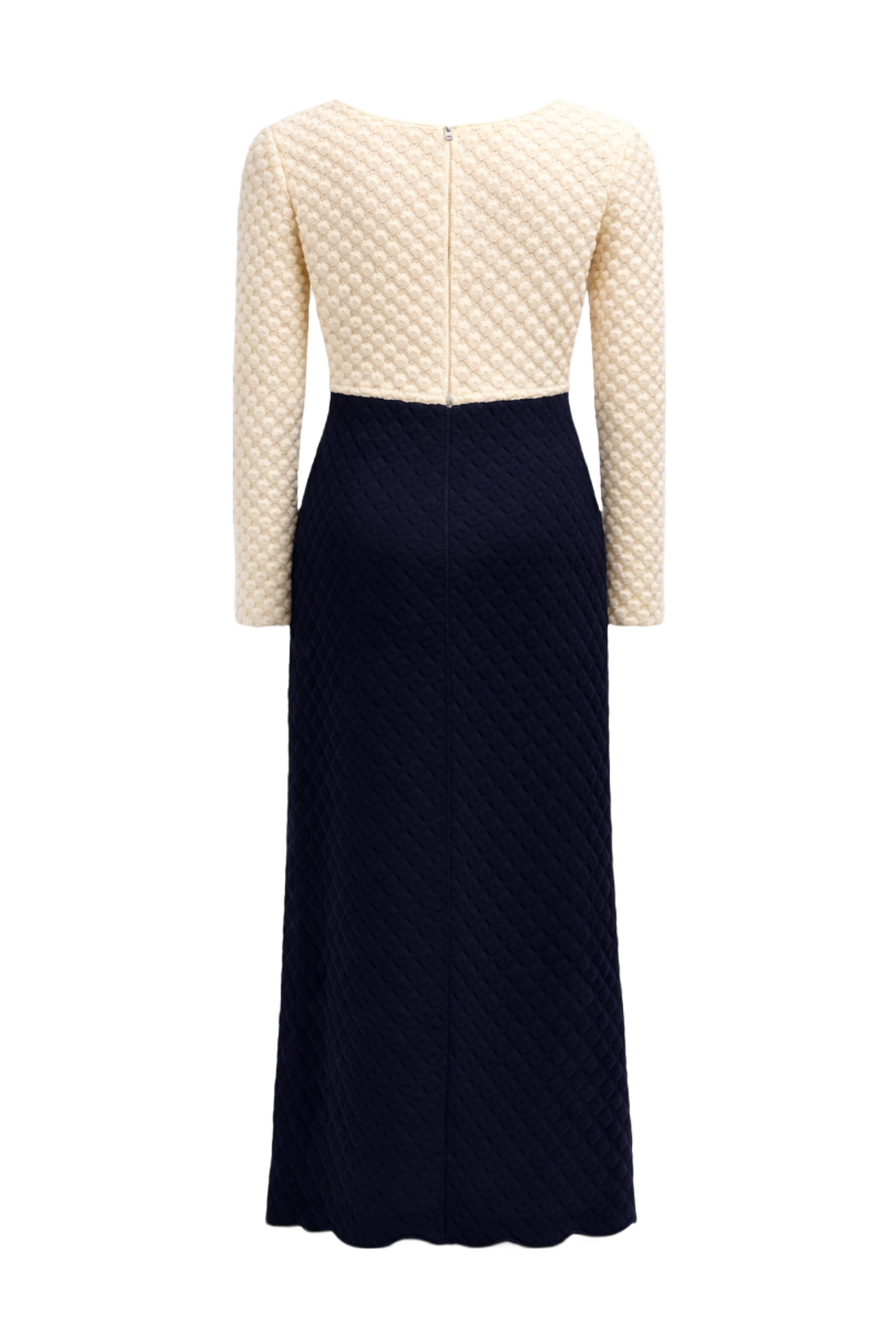 80s Cream White Synthetic Blend Maxi Dress - Back View