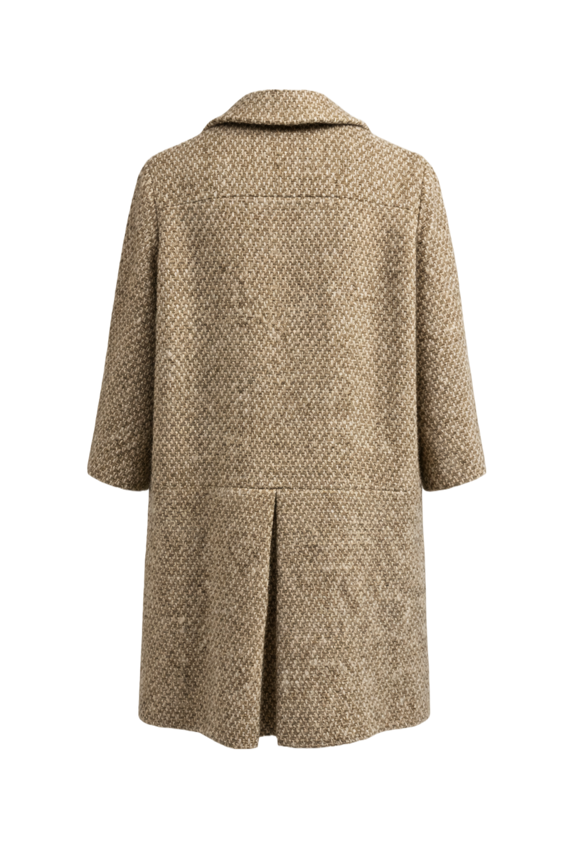 1960s Beige Wool Blend Coat - Back View