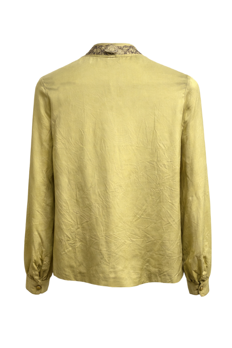 1970s Pale Yellow Silk Blouse - Back View