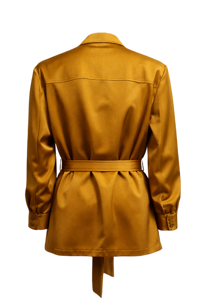 1970s Mustard Yellow Synthetic Blend Jacket - Back View
