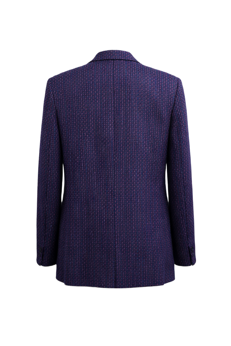 1980s Navy Wool Blend Blazer - Back View