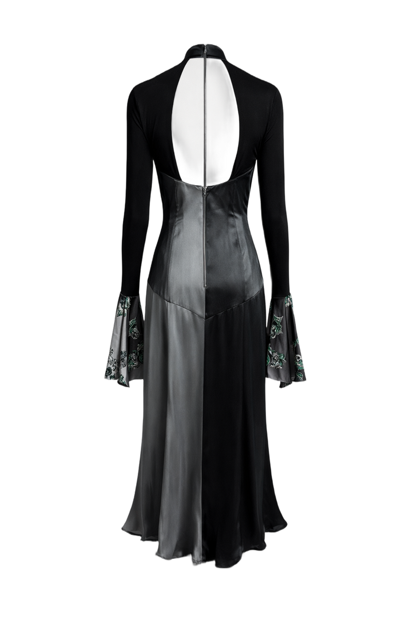 1990s Black Silk Dress - Back View